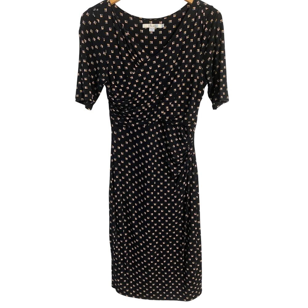 Boden sheath dress women’s size 8L black abstract tencell jersey stretch lined